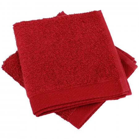 Lot de 2 serviettes invité 30x30 cm 100% coton peigné ALBA bordeaux