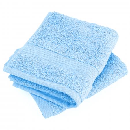 Lot de 2 serviettes invité 30x30 cm LUXOR bleu pâle