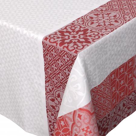 Nappe rectangle 150x200 cm Jacquard 100% coton + enduction acrylique MOSAIC RUBIS Rouge