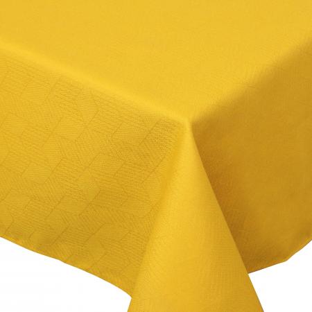 Nappe rectangle 150x250 cm Jacquard 100% coton CUBE jaune Curcuma