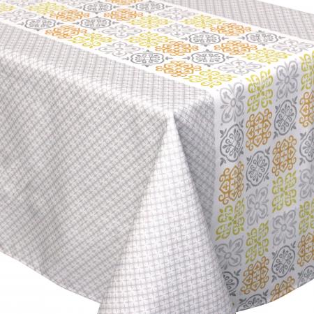 Nappe rectangle 150x300 cm imprimée 100% polyester CARO géométrique gris