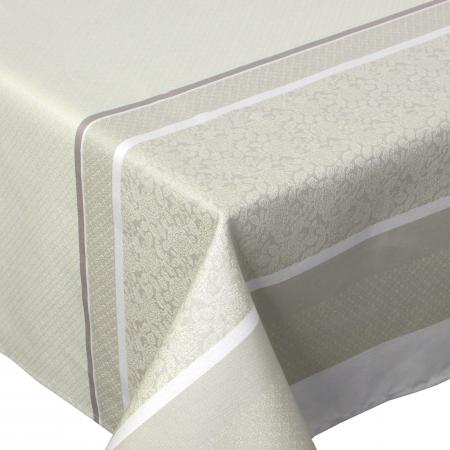 Nappe rectangle 150x300 cm Jacquard 100% coton + enduction acrylique EDEN FICELLE Ecru