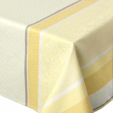 Nappe rectangle 150x300 cm Jacquard 100% coton + enduction acrylique EDEN SOLEIL Jaune