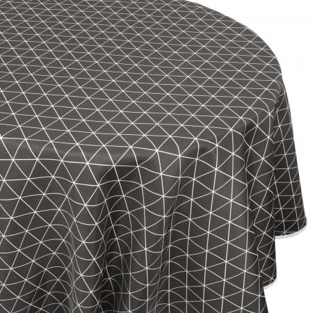 Nappe ovale 180x240 cm imprimée 100% polyester PACO géométrique gris Poivre