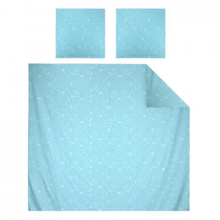 Parure de lit 300x240 cm Satin de coton PANTHEON Bleu clair