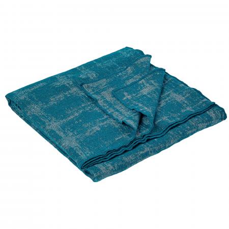 Plaid 145x170 cm DELFT en laine bleu paon