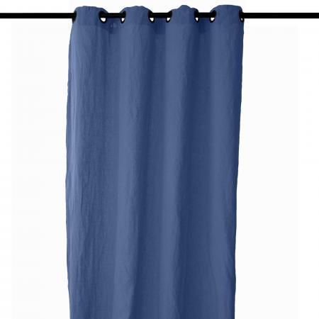 Rideau 140x280 cm voile 100% lin "lavé-froissé" SONATE DECO bleu Indigo