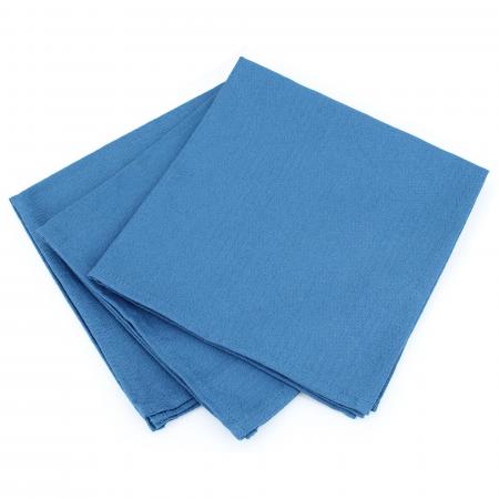 Lot de 3 serviettes de table 45x45 cm Jacquard 100% coton CUBE bleu Cobalt