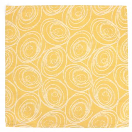 Lot de 3 serviettes de table 45x45 cm Jacquard 100% coton SPIRALE jaune citron