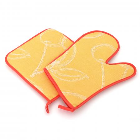Set de cuisine 2 pièces : gant de cuisine et manique LINE Orange