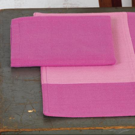Set de table Cocina 45x33 cm avec serviette assortie - Damier rose et fuchsia