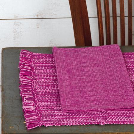 Set de table Cocina 45x33 cm avec serviette assortie - Franges rose et fuchsia