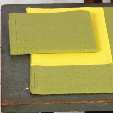 Set de table Cocina 45x33 cm avec serviette assortie - Damier vert et jaune