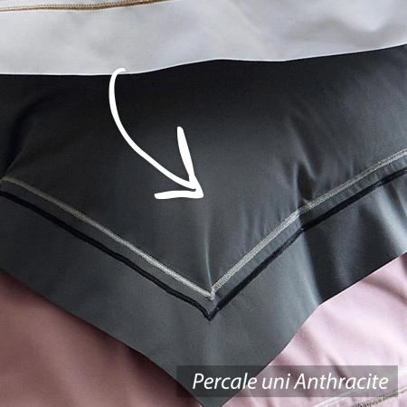 Taie de traversin 140x43 cm uni Percale pur coton HOTEL DE PARIS Anthracite