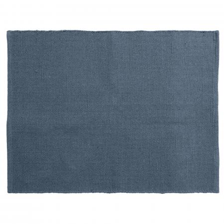 Tapis rectangulaire 130x170 cm pur coton MOOREA bleu ardoise