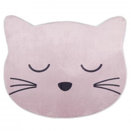 Tapis pour enfant ovale FUJI tête de chat rose