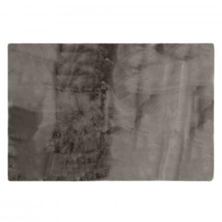 Tapis rectangulaire 120x180 cm WOODLAND en fausse fourrure doublée suédine gris Chamois