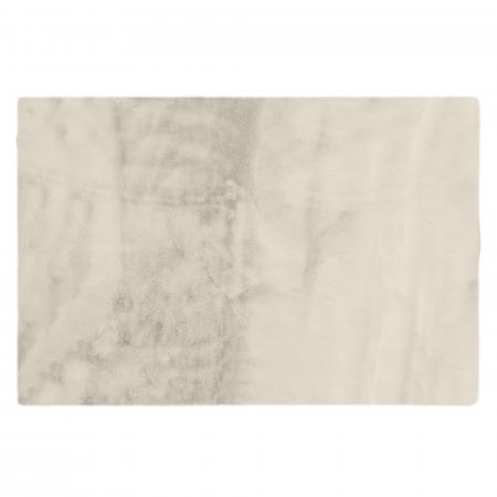 Tapis rectangulaire 120x180 cm WOODLAND en fausse fourrure doublée suédine beige Craie