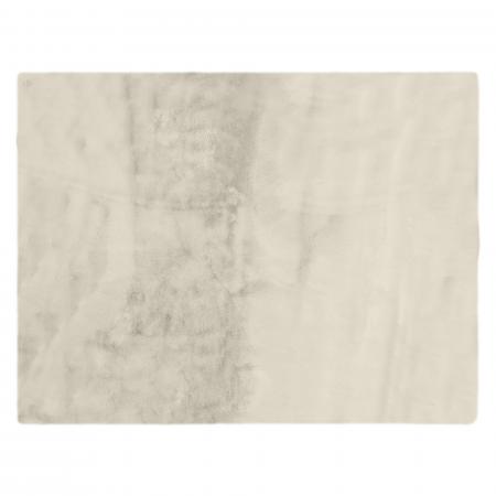 Tapis rectangulaire 180x240 cm WOODLAND en fausse fourrure doublée suédine beige Craie