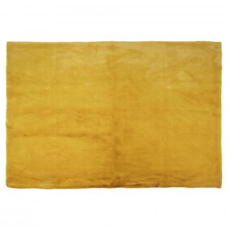 Tapis de salon 120x170 cm POLAR imitation fourrure jaune moutarde