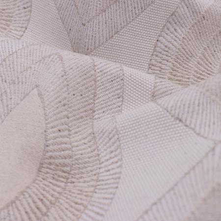 Tissu jacquard mixte tissé teint motif géométrique MAMA beige Ecru/Lin