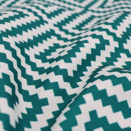Tissu polyester motif géométrique PANAMA vert Emeraude