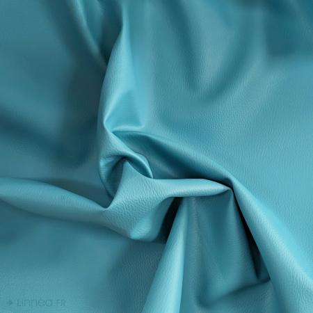 Tissu simili cuir uni KARIA bleu Turquoise