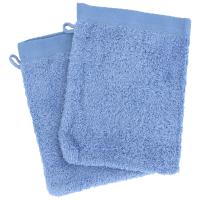 Lot de 2 gants de toilette 16x21 cm 100% coton peigné ALBA bleu mer