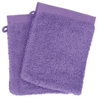 Lot de 2 gants de toilette 16x21 cm 100% coton peigné ALBA lila