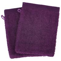 Lot de 2 gants de toilette 16x21 cm 100% coton peigné ALBA violet