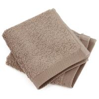 Lot de 2 serviettes invité 30x30 cm 100% coton peigné ALBA taupe