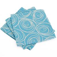 Lot de 3 serviettes de table 45x45 cm Jacquard 100% coton SPIRALE bleu turquoise