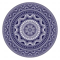 Drap de plage Fouta ronde R180 cm 100% coton 290 g/m² GARGANO Mosaic arabesque Bleu