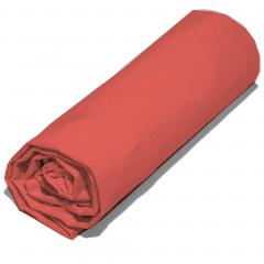Drap housse 160x200 cm satin de coton SAPRI rouge sienne