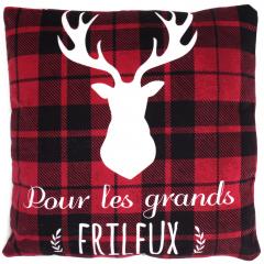 Coussin 40X40 cm COSY FRILEUX rouge/blanc