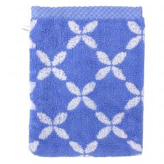 Gant de toilette 16x21 cm SHIBORI floral Bleu 500 g/m2
