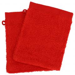 Lot de 2 gants de toilette 16x21 cm 100% coton peigné ALBA rouge