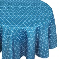 Nappe ovale 180x240 cm imprimée 100% polyester PACO géométrique bleu curacao