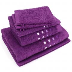 Parure de bain 6 pièces PURE SQUARES Violet 550 g/m2
