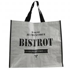 Sac de shopping SIERO gris et noir "Marché authentique - Bistrot"