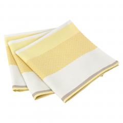 Lot de 3 serviettes de table 45x45 cm Jacquard 100% coton - sans enduction EDEN SOLEIL Jaune