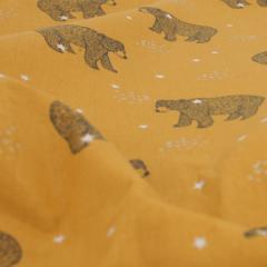 Tissu coton percale motif ours BALOO jaune Or