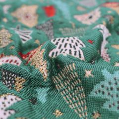 Tissu mixte tissé teint motif festif esprit noël CELEBRATION vert Epicea