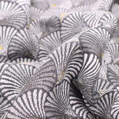 Tissu polyester tissé teint motif géométrique SHELL gris Argent