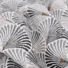 Tissu polyester tissé teint motif géométrique SHELL gris Perle