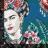 Carré de tissu jacquard polycoton motif Frida Kahlo ARTISTA vert Emeraude