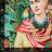Carré de tissu jacquard polycoton motif Frida Kahlo CARMEN vert