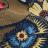 Carré de tissu jacquard polycoton motif afro et fleurs DESTINY bleu
