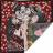 Carré de tissu jacquard polycoton motif japonais GEISHA rouge