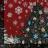 Carré de tissu jacquard polycoton motif sapin de Noël MAGIQUE rouge